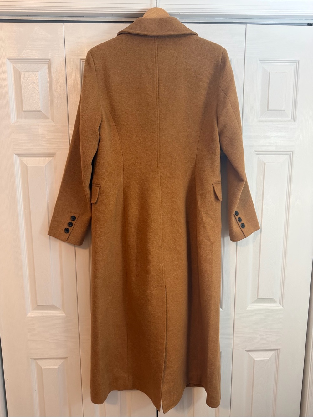 7 For All Mankind Camel Wool Long Single-Breasted Coat - Picture 2 of 3